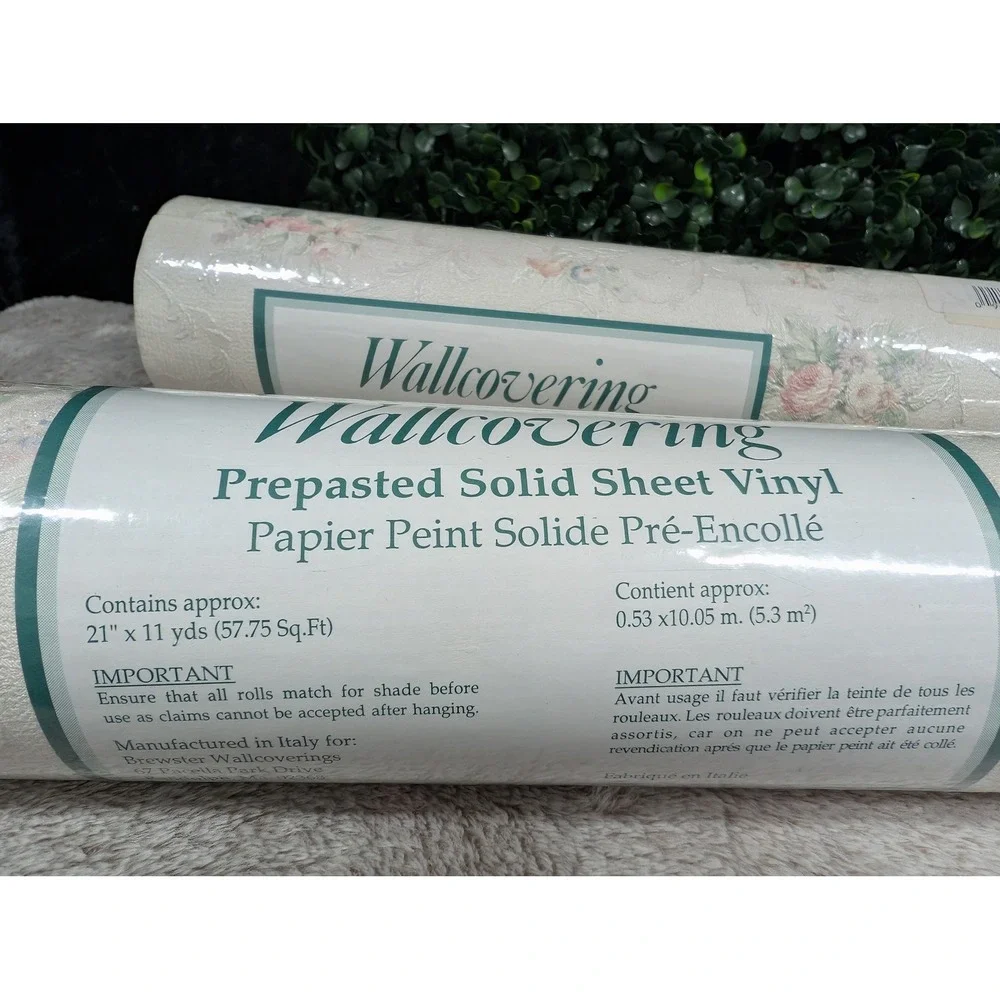 Brewster Wallcoverings Floral Embossed Vinyl Wallpaper 2 Rolls Made in Italy